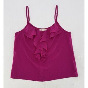 Forever‎ 21 Women’s Magenta Chiffon Ruffle Front Cami Tank Top Sz M Boho Preppy
